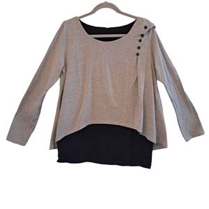 Layered-Look Long Sleeve Shirt with Buttons Plus Size XXL